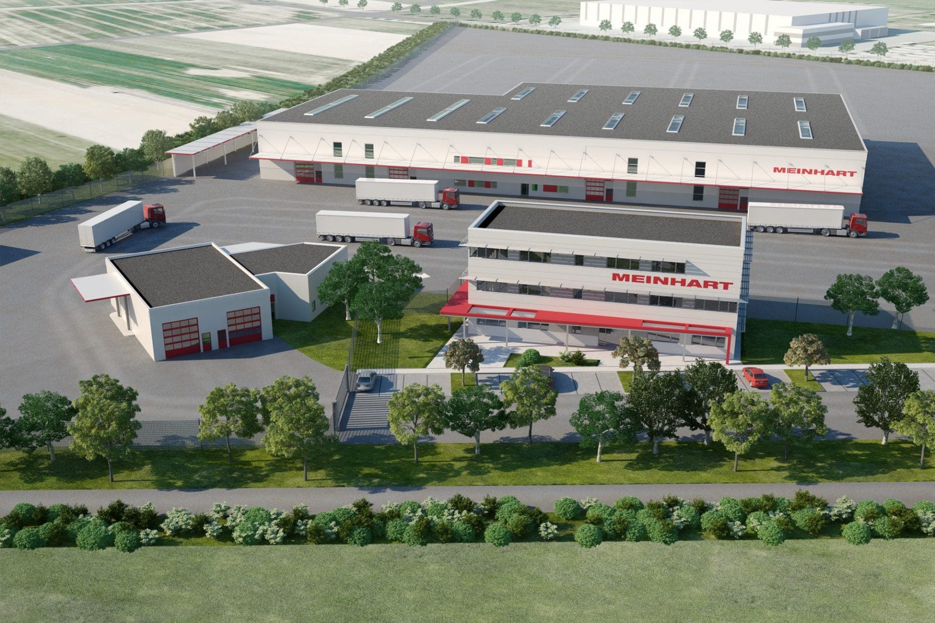 Logistikzentrum Meinhart Kabel in Höchstadt a.d. Aisch, Visualisierung der Gesamtanlage aus der Vogelperspektive